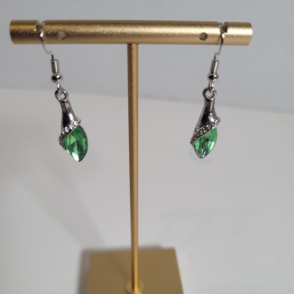 Green and Clear Dangle Earrings - Picture 8 of 8